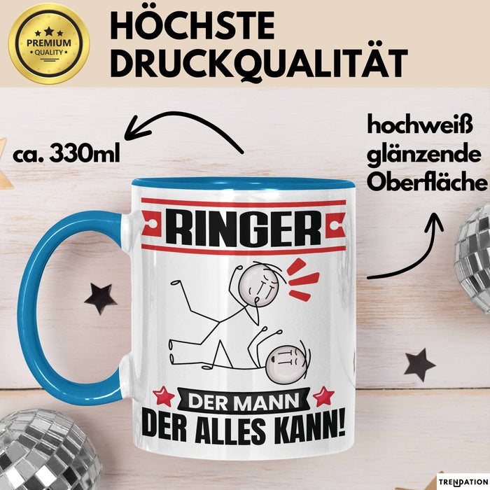 Ringer Tasse Geschenk für Ringer Der Mann Der Alles Kann Geschenkidee zum Geburtstag Blau Trendation