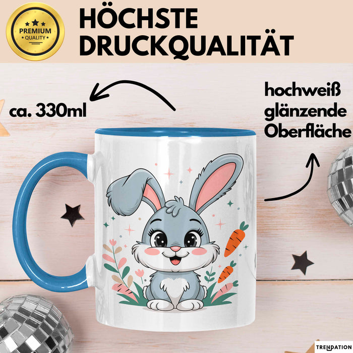 Kaninchenliebhaber Tasse Geschenkidee für Hasen Fans Blau Trendation