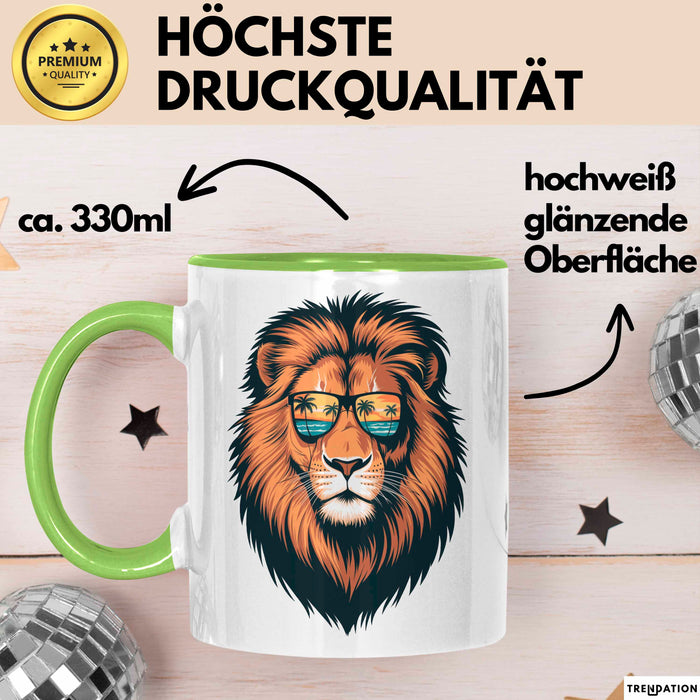 Löwenkunst Sonnenbrille Tasse Geschenk Lustige Geschenkidee Spruch Grün Trendation