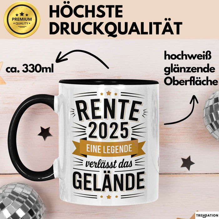 Rentner Pensionär Sarkasmus Tasse Geschenk Lustige Geschenkidee Spruch Rente 2025 Eine Legende Verlässt Das Gelände Trendation