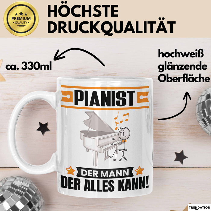 Pianist Tasse Geschenk für Pianist Der Mann Der Alles Kann Geschenkidee zum Geburtstag Weiß Trendation