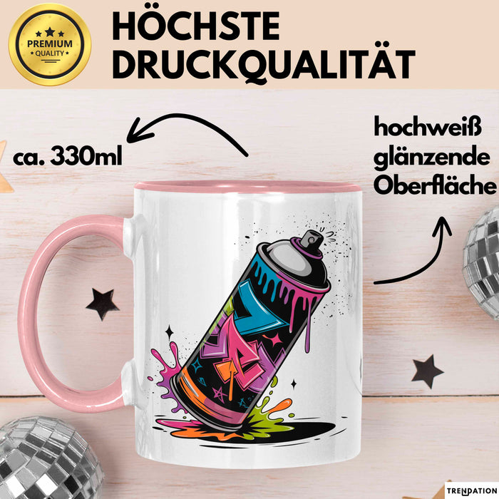 Graffiti Künstler Tasse Geschenkidee für Streetart Fan Rosa Trendation