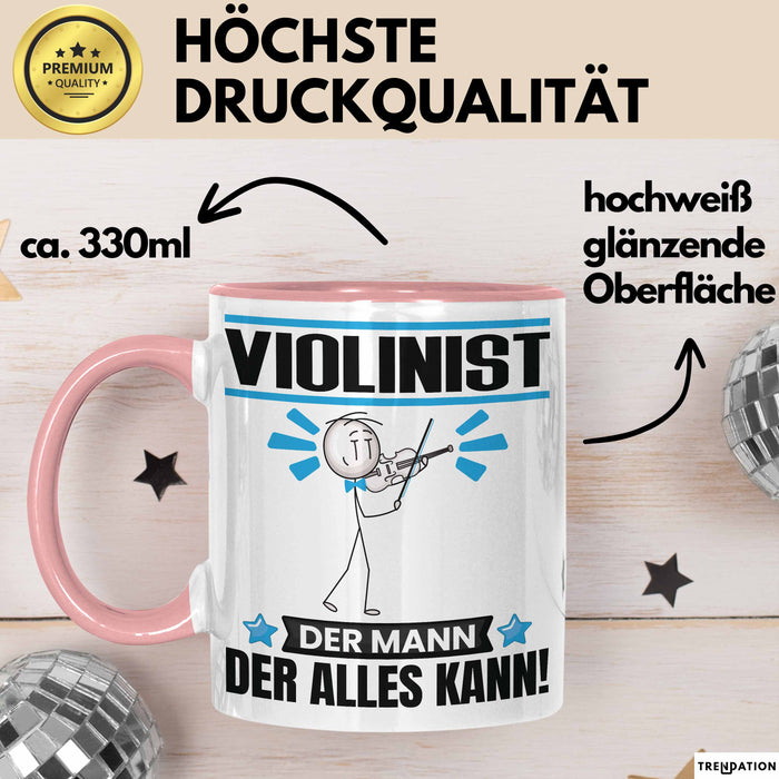 Violinist Tasse Geschenk für Violinist Der Mann Der Alles Kann Geschenkidee zum Geburtstag Rosa Trendation