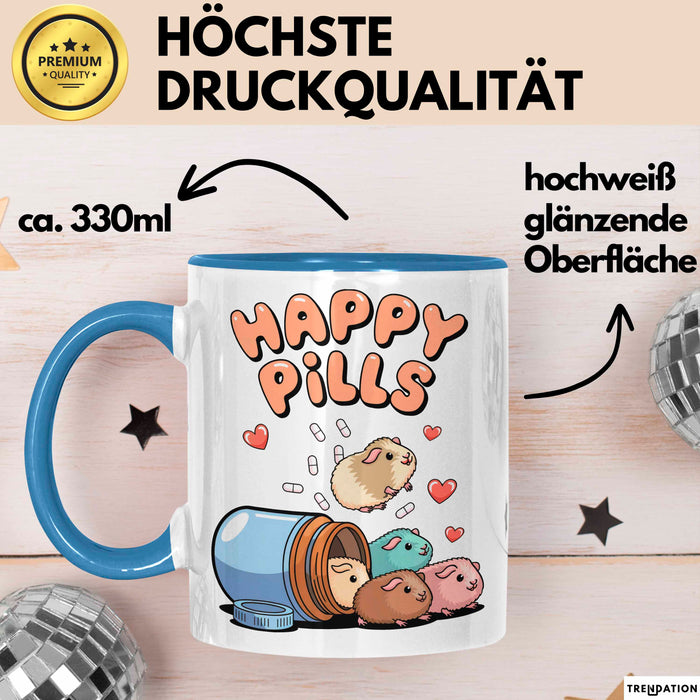 Meerschweinchen Tier Tasse Geschenk Lustige Geschenkidee Happy Pills Blau Trendation