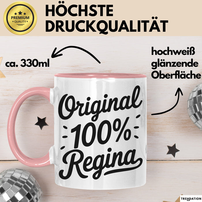 Regina Tasse Geschenk Original 100% Regina Geschenkidee Geburtstag Rosa Trendation