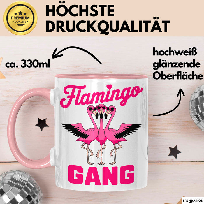 Flamingo Tier Tasse Geschenk Lustige Geschenkidee Spruch Flamingo Gang Rosa Trendation