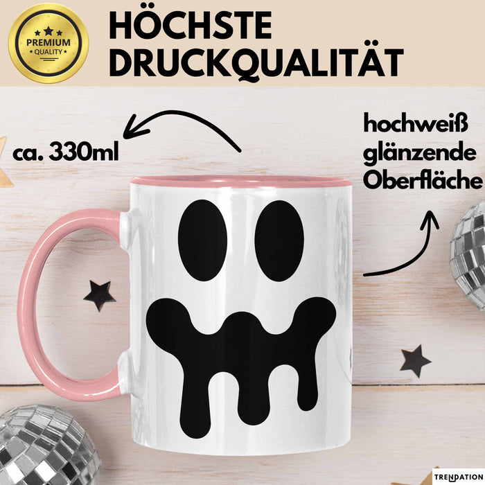 Lächeln Halloween Feier Tasse Geschenk Lustige Geschenkidee Spruch Rosa Trendation