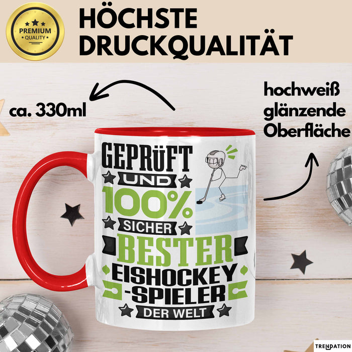 Eishockeyspieler Geschenk Lustiger Spruch für Eishockeyspieler Geschenkidee Bester Eishockeyspieler Der Welt Rot Trendation