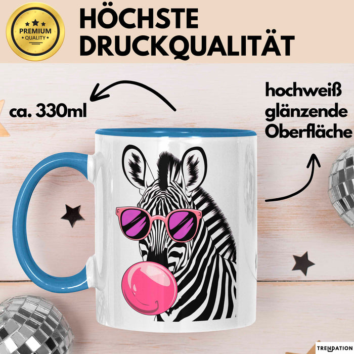 Zebra Kaugummi Tasse Geschenk Lustige Geschenkidee Spruch Blau Trendation