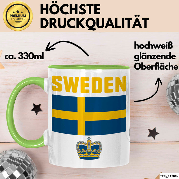 Schweden Skandinavien Schwedisch Tasse Geschenk Lustige Geschenkidee Spruch Grün Trendation