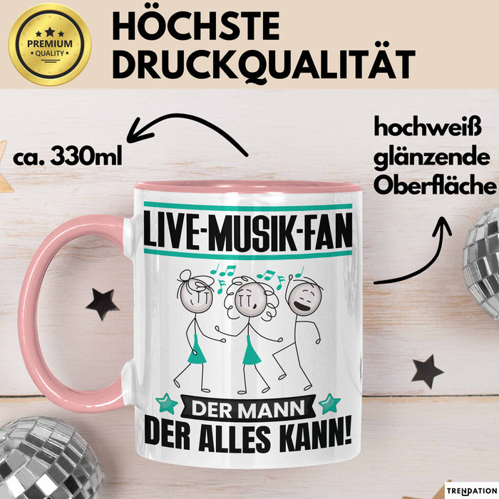 Live-Musik-Fan Tasse Geschenk für Live-Musik-Fan Der Mann Der Alles Kann Geschenkidee zum Geburtstag Rosa Trendation