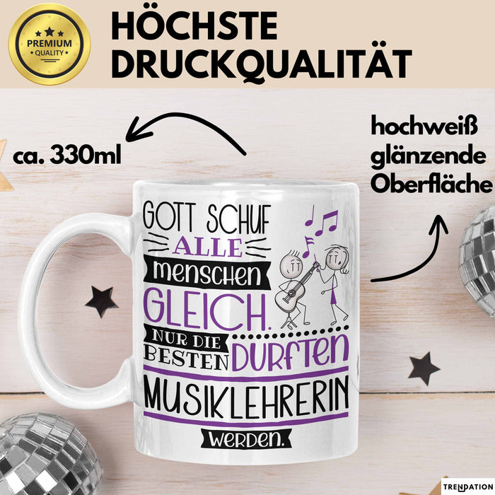 Musiklehrerin Geschenk Becher Tasse Gott Schuf Alle Menschen Gleich Nur Die Besten Durfeten Musiklehrerin Werden Geschenkidee Lustig Weiß Trendation