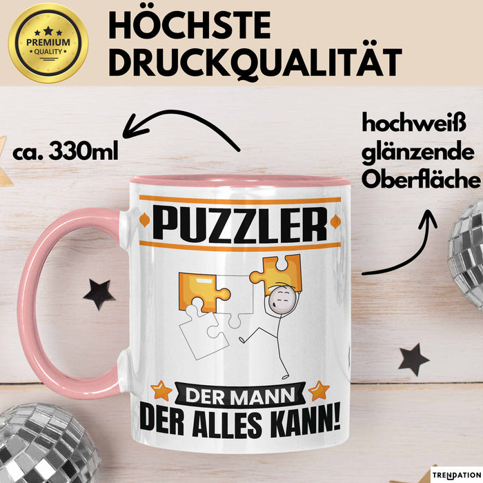 Puzzler Tasse Geschenk für Puzzler Der Mann Der Alles Kann Geschenkidee zum Geburtstag Rosa Trendation