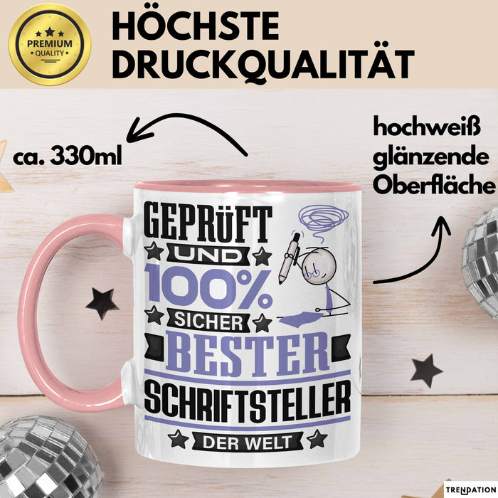 Schriftsteller Geschenk Lustiger Spruch für Schriftsteller Geschenkidee Bester Schriftsteller Der Welt Rosa Trendation