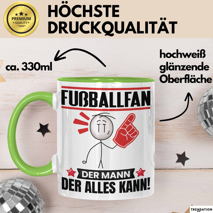 Fußballfan Tasse Geschenk für Fußballfan Der Mann Der Alles Kann Geschenkidee zum Geburtstag Grün Trendation