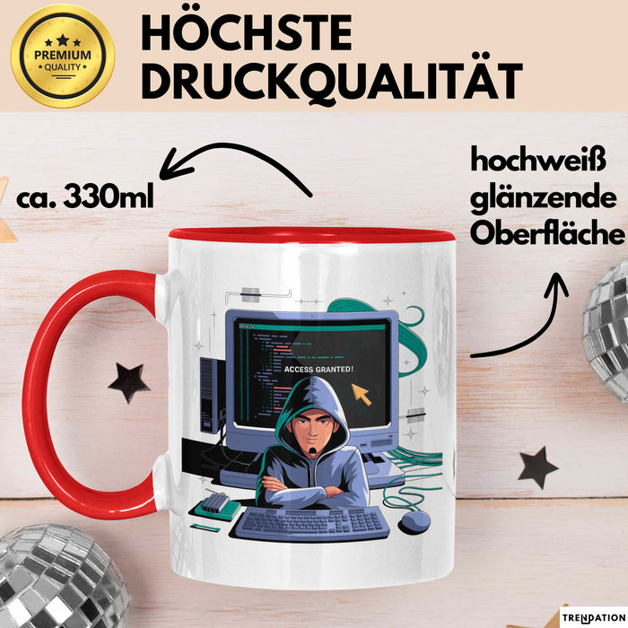 Ethical Hacker Tasse Geschenk Lustige Geschenkidee Spruch Für White Hat Codierer Rot Trendation