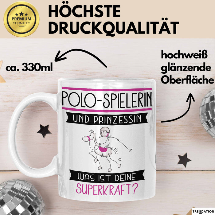 Polo-Spielerin Und Prinzessin Tasse Geschenk Für Eine Polo-Spielerin Geburtstag Was Ist Deine Superkraft Weiß Trendation