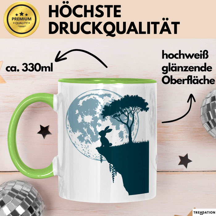 Kaninchen Hase Tierliebhaber Tasse Geschenk Lustige Geschenkidee Spruch Grün Trendation