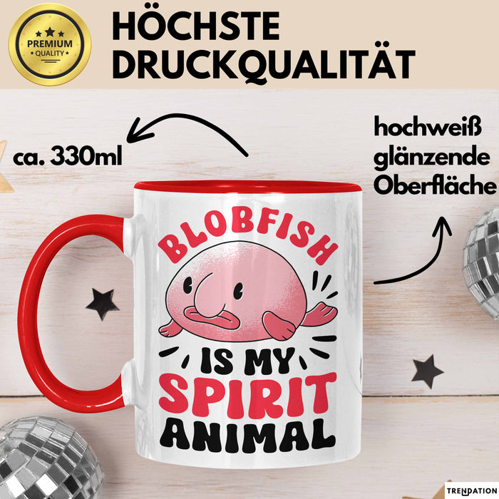 Blobfisch Tasse Geschenk Blobfish Geschenkidee Fan Lustig Humor Becher Rot Trendation
