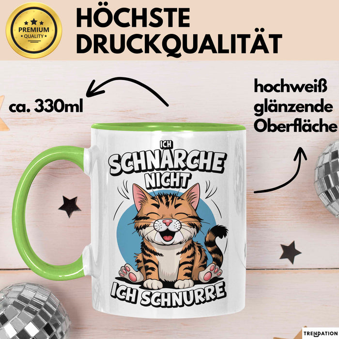 Schlafende Katze Tasse Geschenk Lustige Geschenkidee Spruch Ich Schnarche Nicht Ich Schnurre Grün Trendation