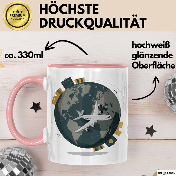 Reisender Tasse Geschenkidee für Abenteuerlustige Rosa Trendation