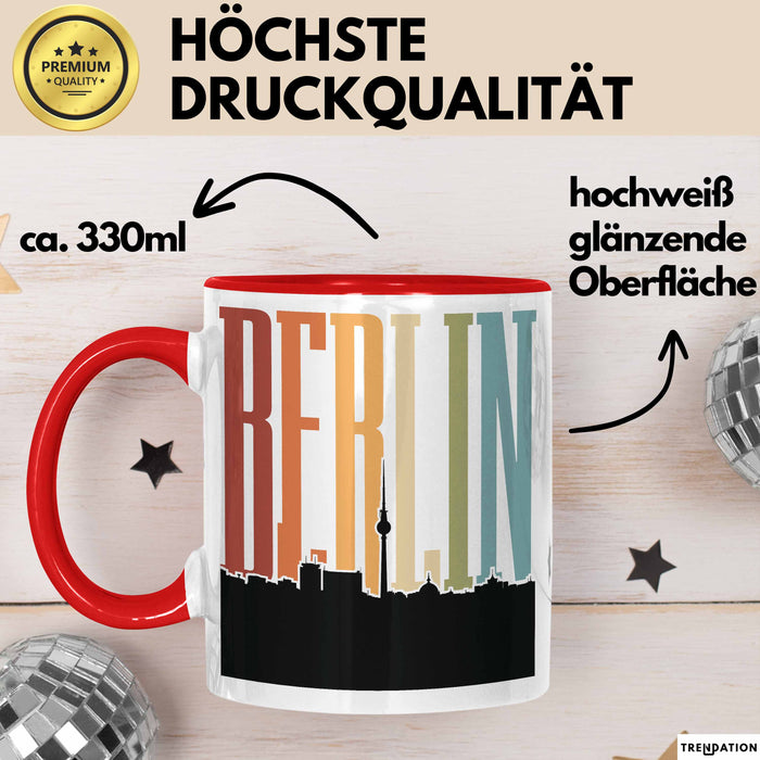 Berlin Tasse Geschenk Horizont Hauptstadt Stadt Spruch Geschenkidee Rot Trendation