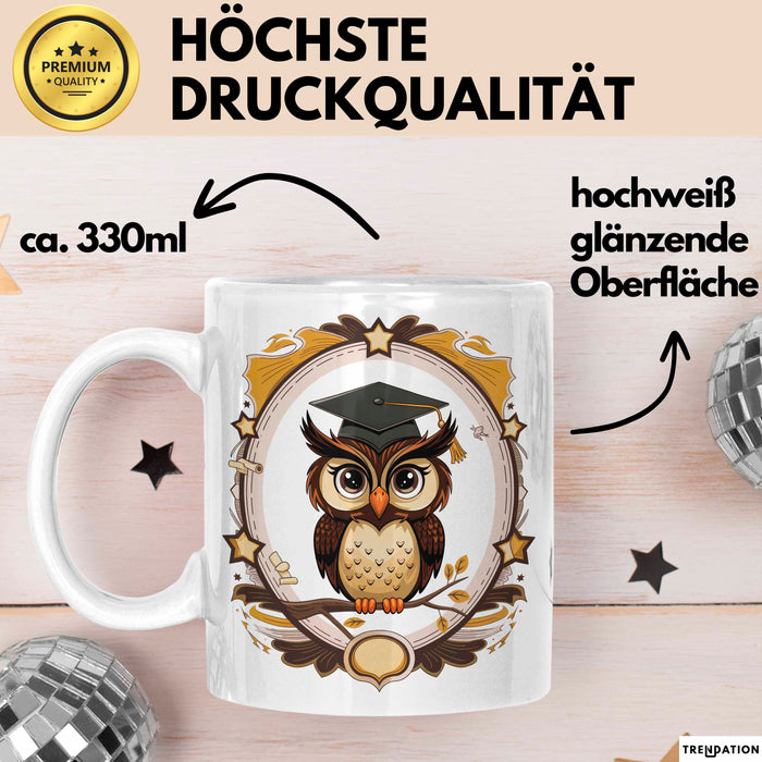 Eulenliebhaber Tasse Geschenkidee für Nachtwesen Fans Weiß Trendation
