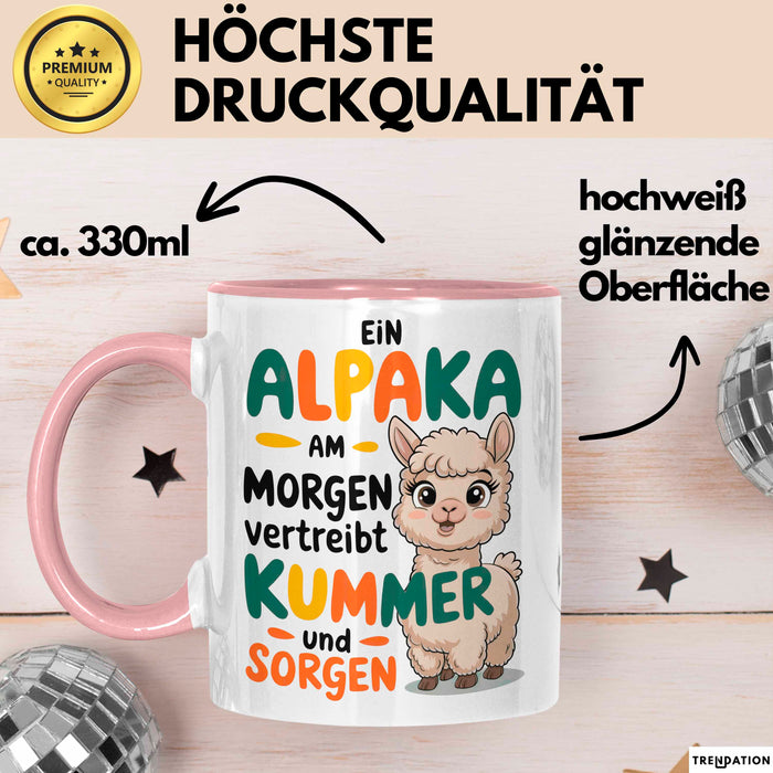 Alpaka Liebhaber Tasse Geschenkidee Alpaka Am Morgen Tierfan Rosa Trendation