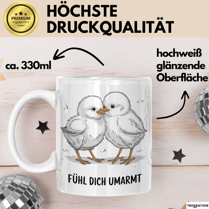 Motivierend Inspirierend Tasse Geschenk Lustige Geschenkidee Spruch Fühl Dich Umarmt Weiß Trendation