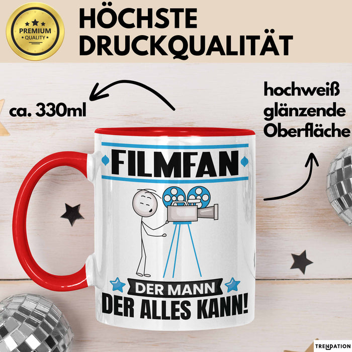 Filmfan Tasse Geschenk für Filmfan Der Mann Der Alles Kann Geschenkidee zum Geburtstag Rot Trendation