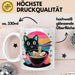 Katzen Tierliebhaber Tasse Geschenk Lustige Geschenkidee Spruch Katze Isst Ramen Nudeln Weiß Trendation