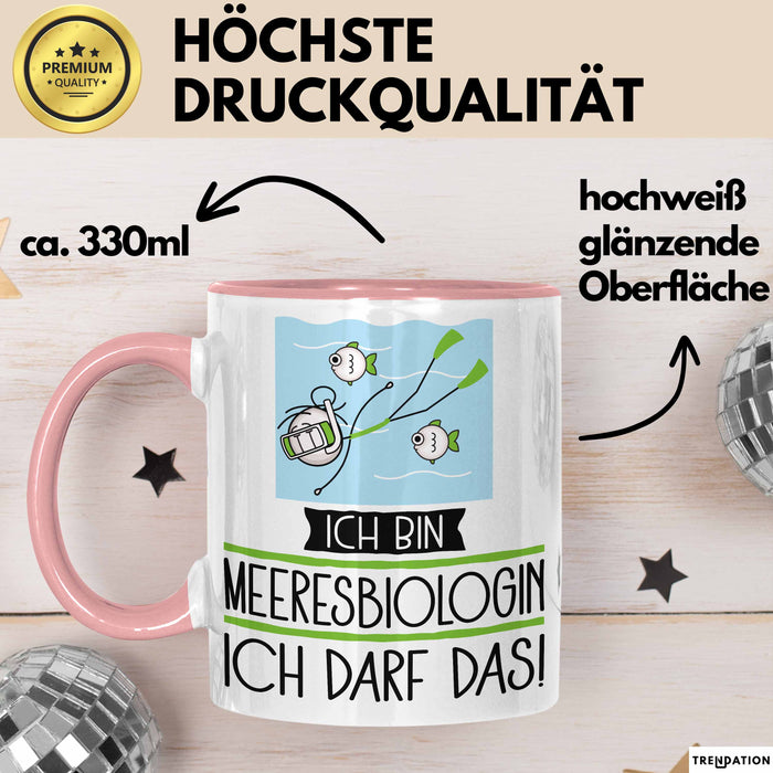 Geschenk für Meeresbiologin Tasse Lustige Geschenkidee Geburtstag Ich Bin Meeresbiologin Ich Darf Das Rosa Trendation