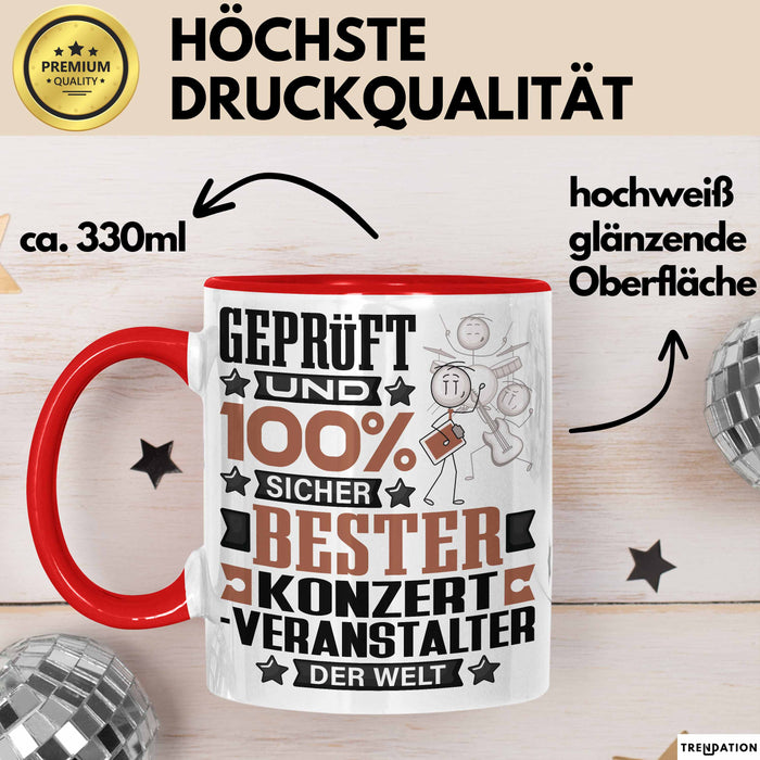 Konzertveranstalter Geschenk Lustiger Spruch für Konzertveranstalter Geschenkidee Bester Konzertveranstalter Der Welt Rot Trendation