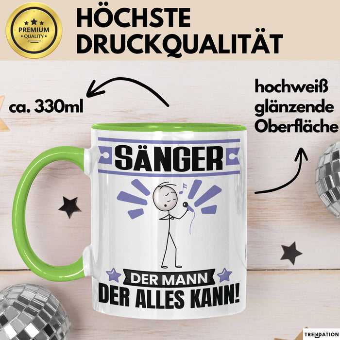Sänger Tasse Geschenk für Sänger Der Mann Der Alles Kann Geschenkidee zum Geburtstag Grün Trendation