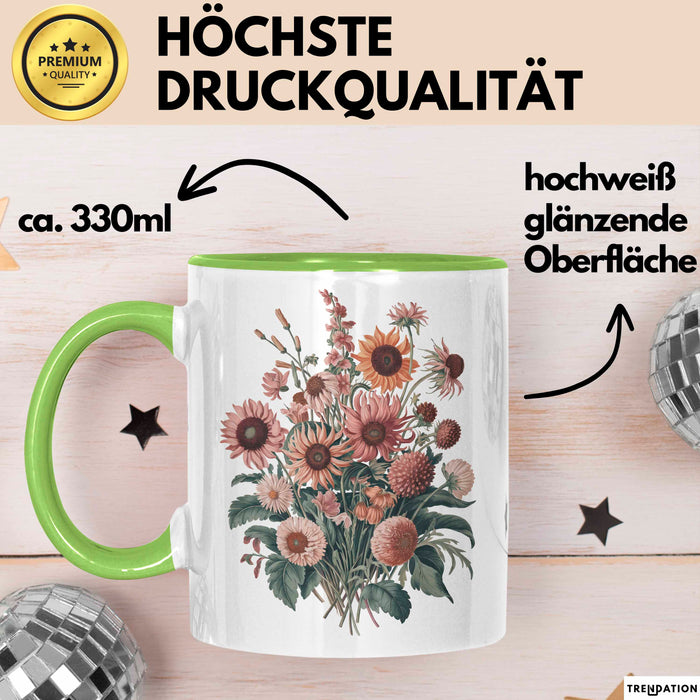 Botanische Blumen Tasse Geschenk Lustige Geschenkidee Spruch Grün Trendation