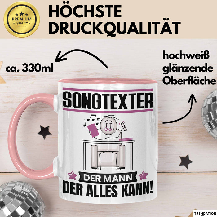 Songtexter Tasse Geschenk für Songtexter Der Mann Der Alles Kann Geschenkidee zum Geburtstag Rosa Trendation