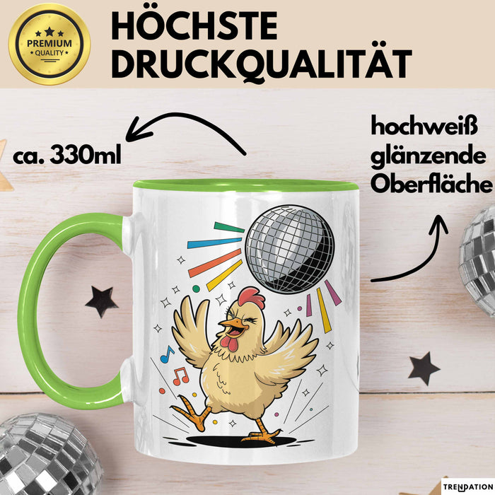Hühnerliebhaber Tasse Geschenkidee für Geflügel Fans Grün Trendation
