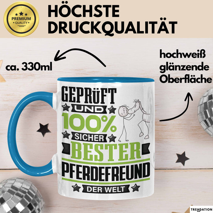 Pferdefreund Geschenk Lustiger Spruch für Pferdefreund Geschenkidee Bester Pferdefreund Der Welt Blau Trendation