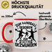 Handball Geschenk Tasse Geschenkidee Handball-Spieler Handballspielerin Mädchen Jungs Kaffee-Becher Zum Handball Geboren Zur Schule Gezwungen Rot Trendation