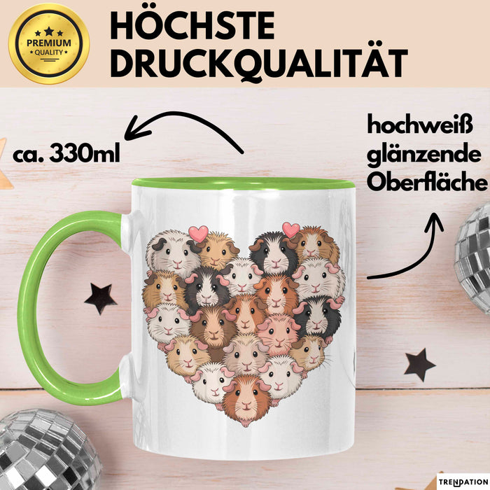 Meerschweinchen Herz Tierliebhaber Tasse Geschenk Lustige Geschenkidee Spruch Grün Trendation
