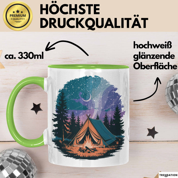 Camper Tasse Geschenkidee für Outdoor Abenteurer Grün Trendation