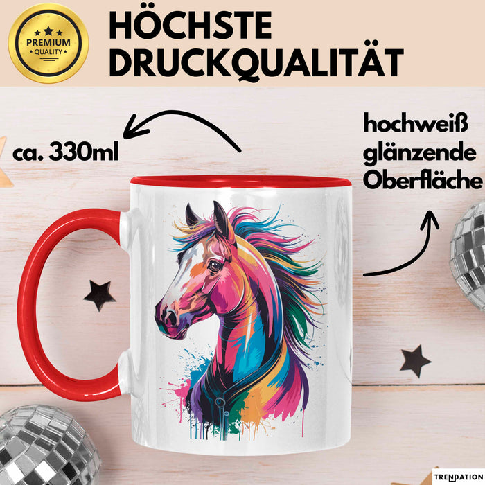 Pferd Tier Liebhaber Tasse Becher Geschenk Lustige Geschenkidee Spruch Rot Trendation