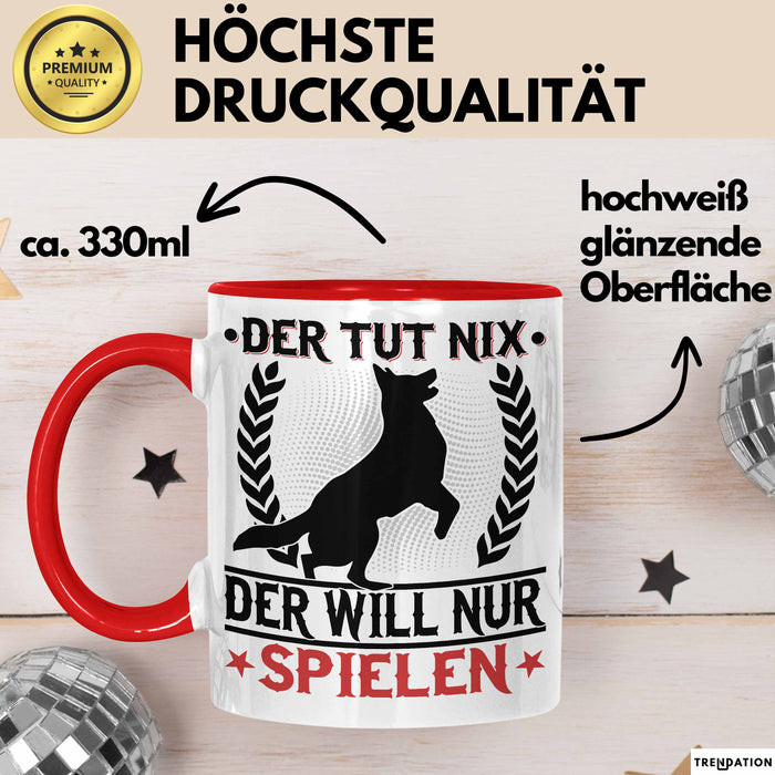 Hund Tasse Geschenk Kaffee-Becher Hunde-Besitzer Geschenkidee Rot Trendation