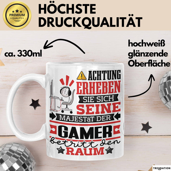 Gamer Geschenk Tasse Lustiger Spruch Erheben Sie Sich Der Gamer Betritt den Raum Weiß Trendation