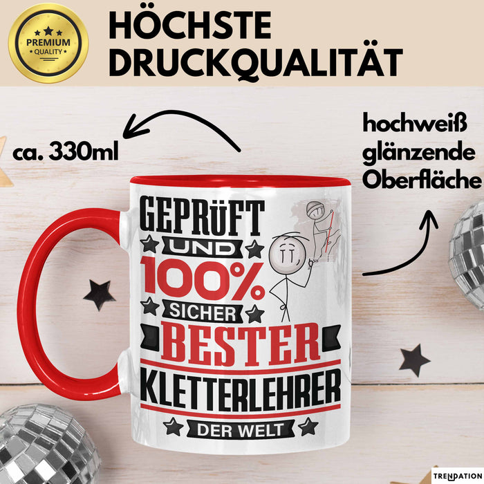 Kletterlehrer Geschenk Lustiger Spruch für Kletterlehrer Geschenkidee Bester Kletterlehrer Der Welt Rot Trendation