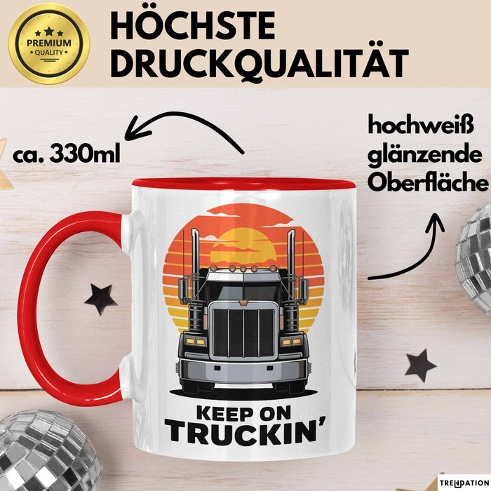 LKW Fahrer Tasse Geschenk Lustige Geschenkidee Spruch Für Straßen Krieger Rot Trendation