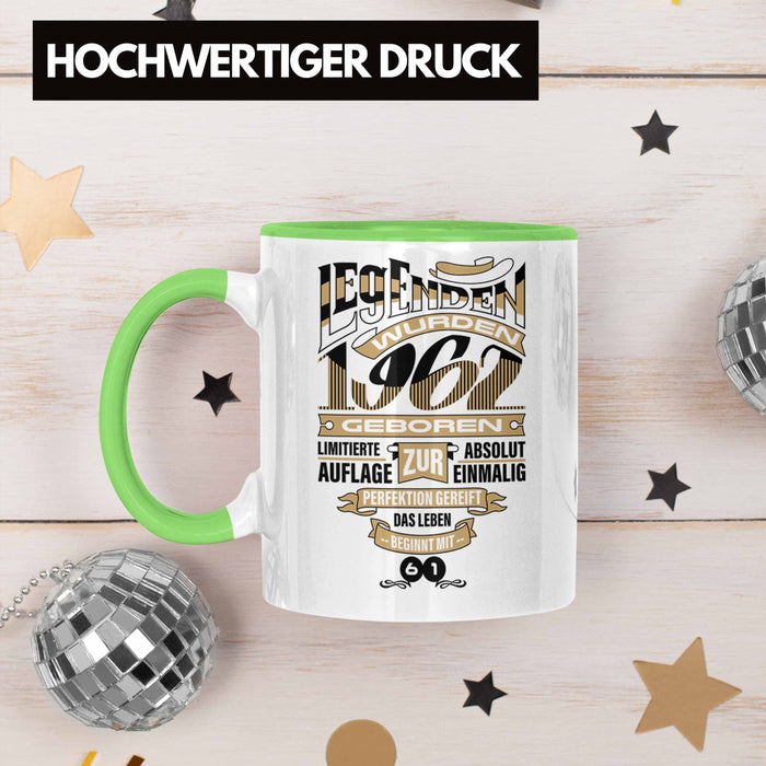 TRENDATION 60. Geburtstag Tasse Frau Mann Geschenk 60er Geschenkidee 60 Mutter Vater Grün Trendation