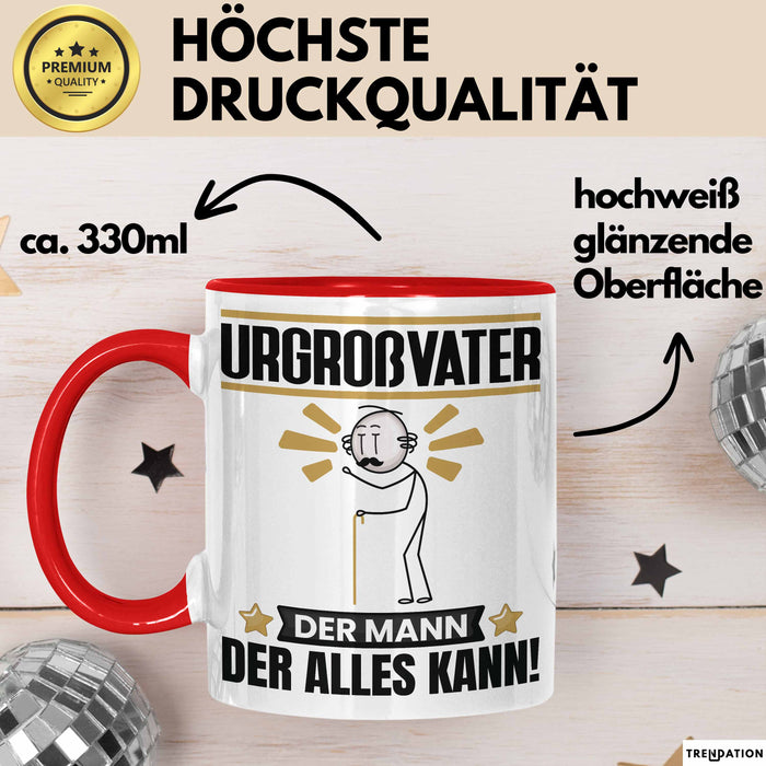 Urgroßvater Tasse Geschenk für Urgroßvater Der Mann Der Alles Kann Geschenkidee zum Geburtstag Rot Trendation