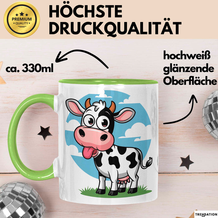 Kuh Liebhaber Tasse Geschenkidee Bauernhoftier Fan Lustiger Geschenkidee Lustig Grün Trendation