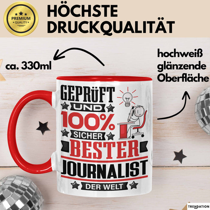 Journalist Geschenk Lustiger Spruch für Journalist Geschenkidee Bester Journalist Der Welt Rot Trendation